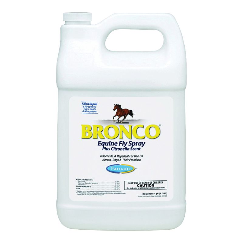 Farnam Bronco 100502327 Fly Spray, Liquid, Clear, Citronella, 1 gal Bottle Clear