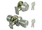 ProSource BS621BRA4F Deadbolt and Entry Lockset, Turnbutton Lock, Tulip Design, Stainless Steel, 3 Grade
