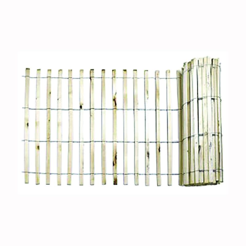 Mutual Industries 14910-9-48 Snow/Sand Fence, 50 ft L, 3/8 x 1-1/2 in Mesh, Wood, Natural Natural