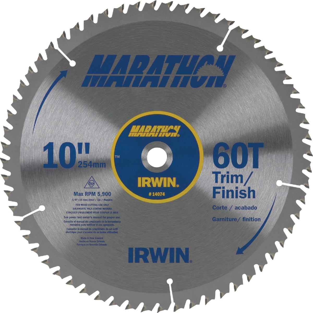 IRWIN Marathon 14074 10" 60T Carbide Circular Saw Blade 