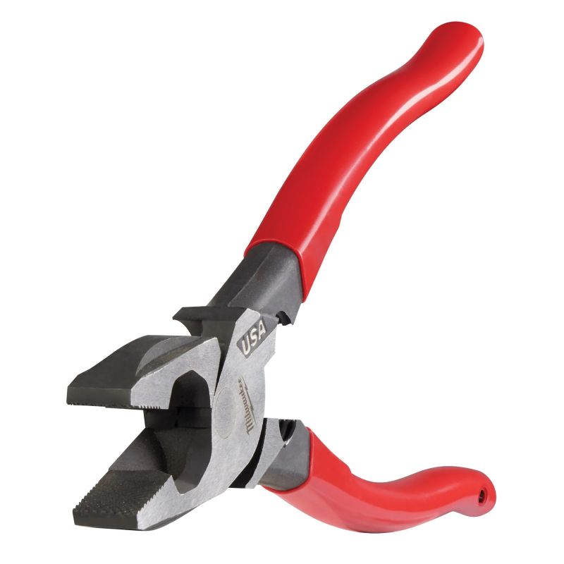 Milwaukee MT500T Lineman&#039;s Pliers with Thread Cleaner, 9.22 in OAL, 1.39 in Jaw Opening, Red Handle