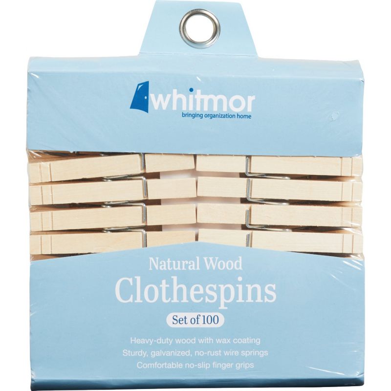Whitmor Wooden Spring Clothespins Natural