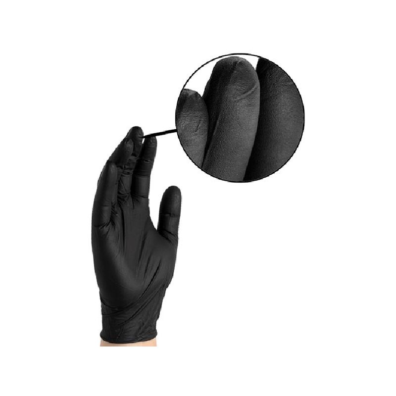 Gloveworks GPNB44100 Non-Sterile Gloves, M, Nitrile, Powder-Free, Black, 13.86 in L M, Black