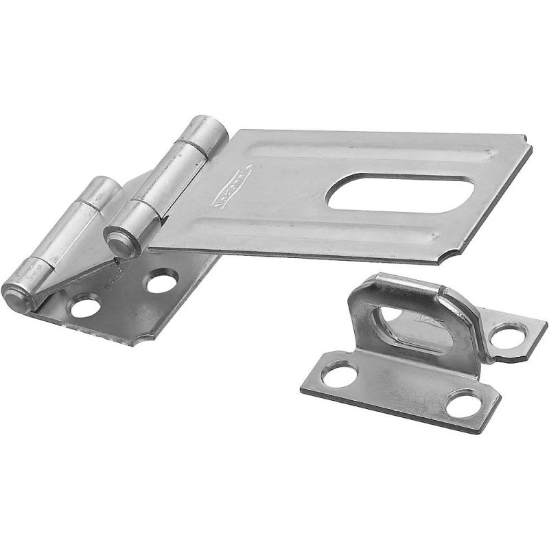National Hardware V34 Series N103-259 Safety Hasp, 3-1/4 in L, 1-1/2 in W, Steel, Zinc, Non-Swivel Staple