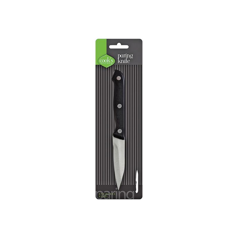 Cook&#039;s Kitchen 8237 Paring Knife, Stainless Steel Blade, Plastic Handle, Black Handle, Serrated Blade