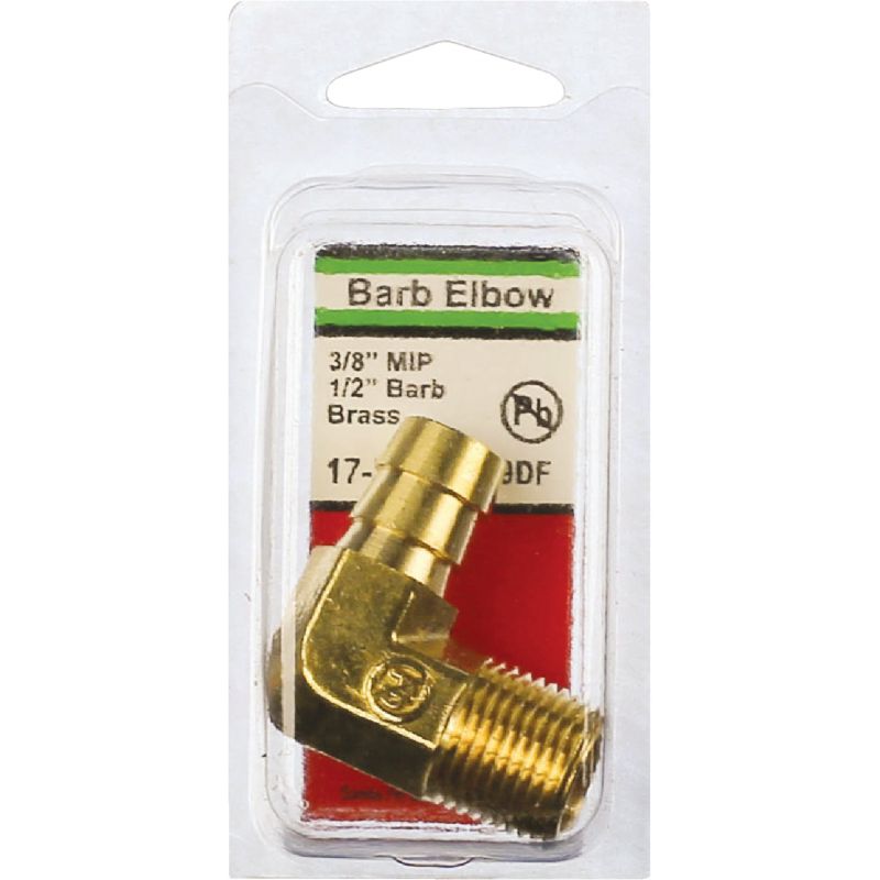 Lasco 90 Deg. MPT x Brass Hose Barbed Elbow 3/8 In. MPT X 1/2 In. Hose Barb