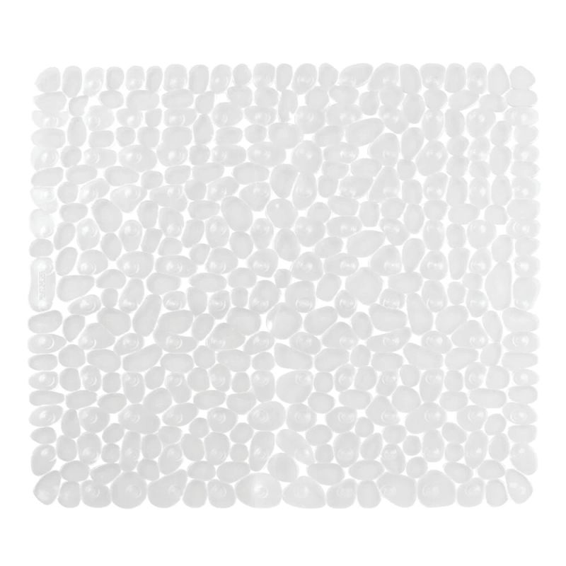 iDESIGN 80210 Shower Mat, 22 in L, 22 in W, Square, Pebblz Pattern, Plastic/Vinyl Rug, Clear Clear