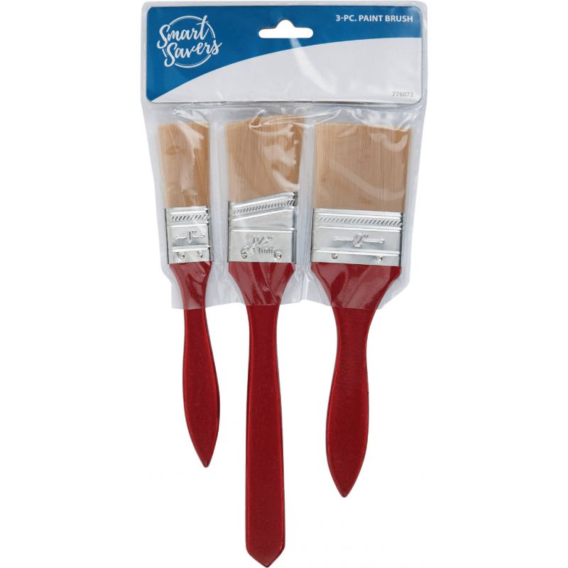 Smart Savers 3-Piece Polyester Assorted Paint Brush Set (Pack of 12)