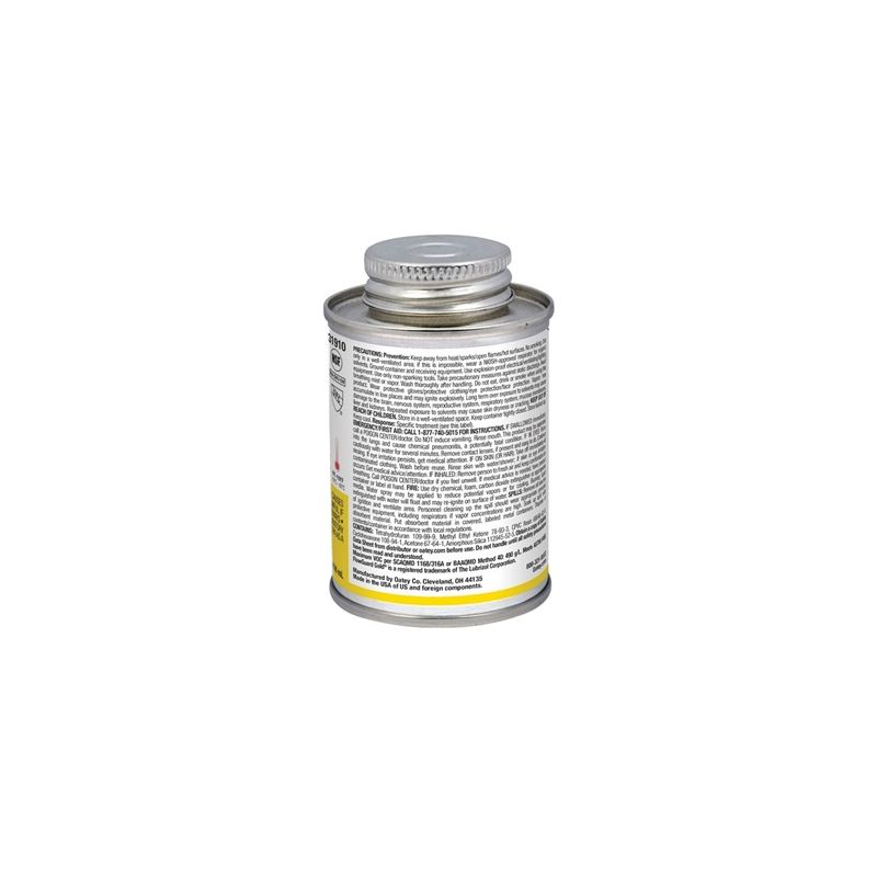 Oatey 31910 Solvent Cement, 4 oz Can, Liquid, Yellow Yellow