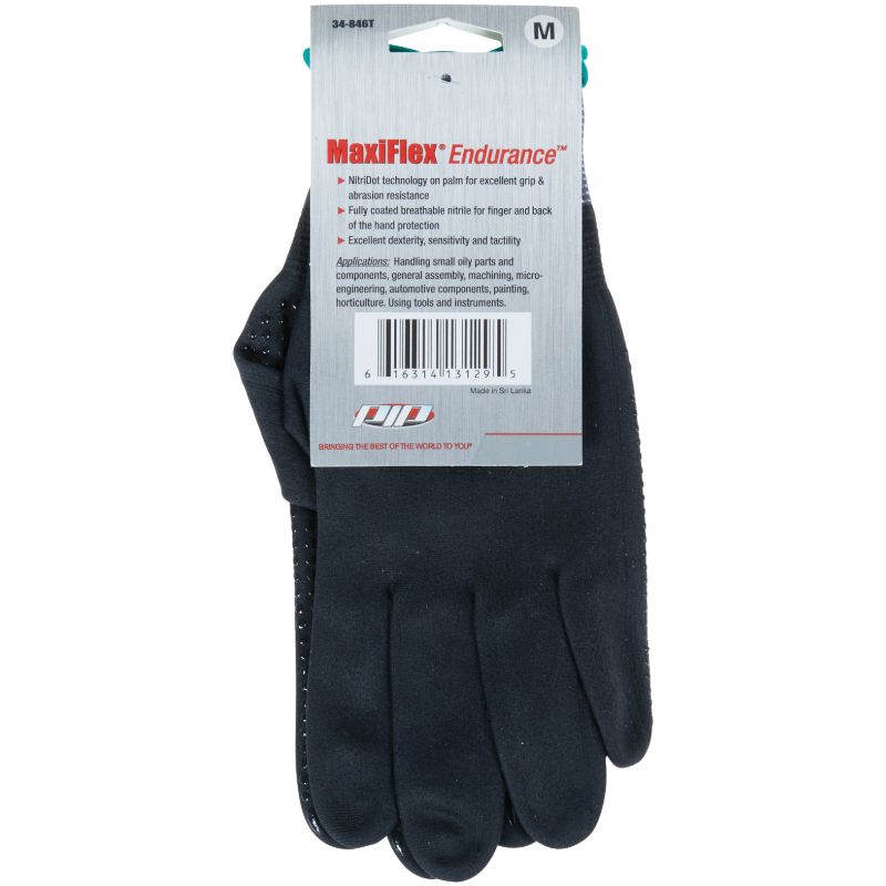 MaxiFlex Endurance Coated Work Glove M, Black &amp; Gray