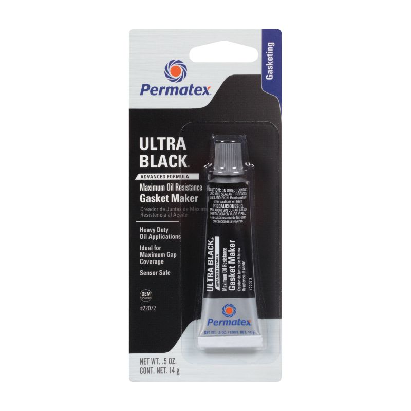 Permatex Ultra Black 22072 Gasket Maker, 0.5 oz Tube, Paste, Mild Black