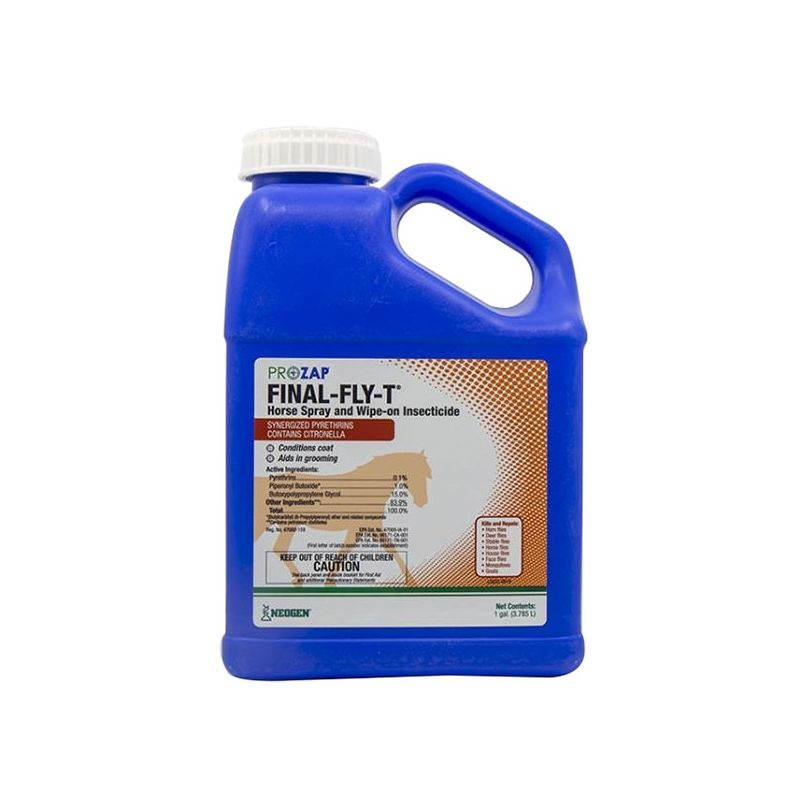 Prozap Final-Fly-T 1597010 Equine Insecticide, Liquid, Clear/Light Yellow, Strong, 1 gal Clear/Light Yellow