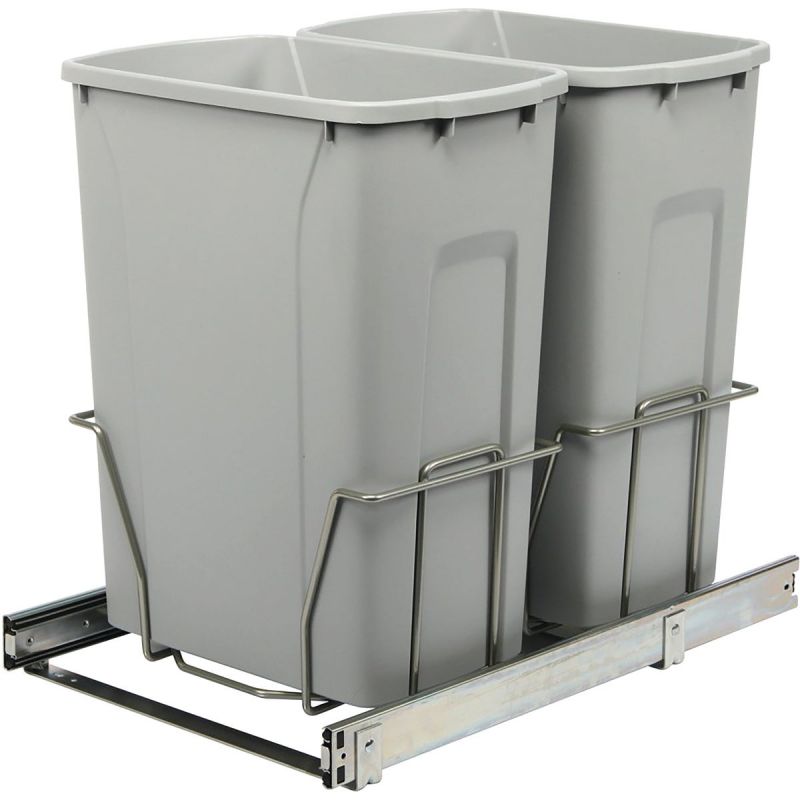 Knape &amp; Vogt Real Solutions Double Pull-Out Waste Container Gray