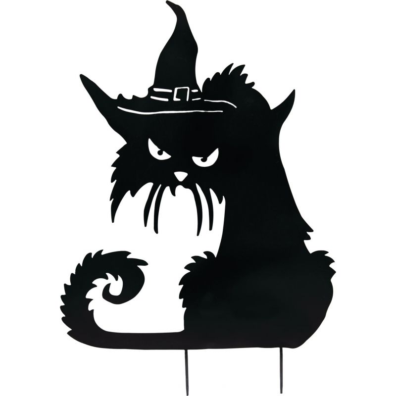 Alley Cat with Witch&#039;s Hat Yard Stake