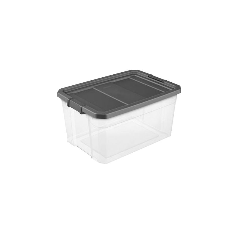 Sterilite 14763V06 Stacker Box, 76 qt, Plastic, Gray Gray