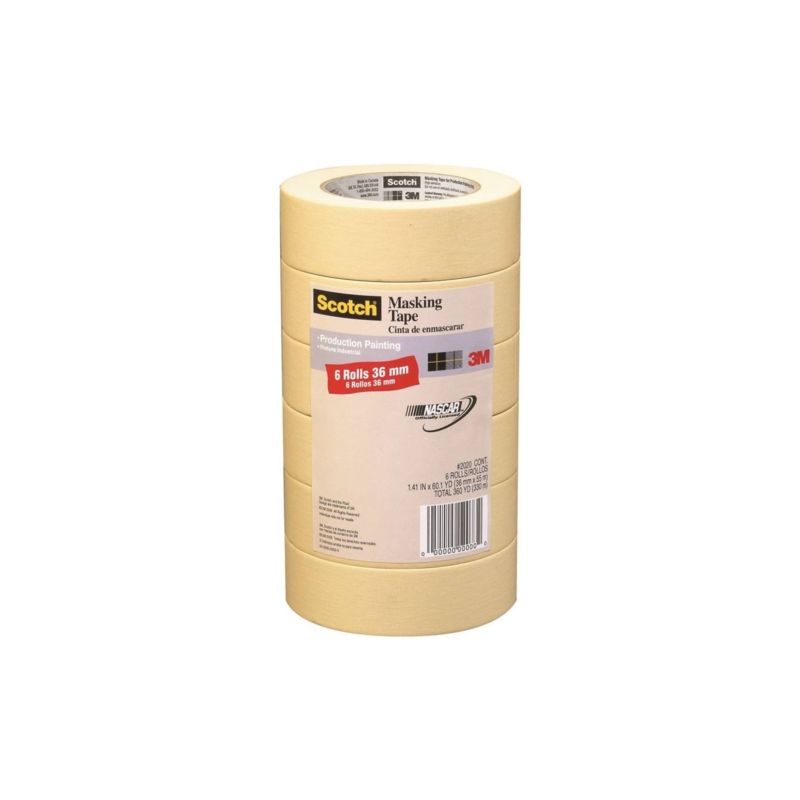 Scotch 2020-36A-CP Masking Tape, 60 yd L, 1.41 in W, Crepe Paper Backing, Beige Beige