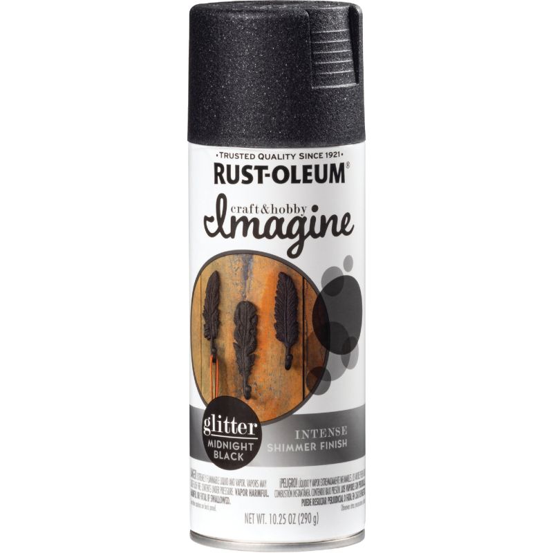 Rust-Oleum Imagine Glitter Craft Paint Midnight Black, 10.25 Oz.