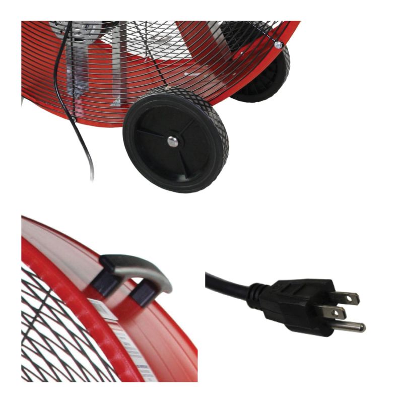 MaxxAir BF42BD Portable Barrel Fan, 120 V, 2-Speed, 5800 to 10,000 cfm Air, Red Red