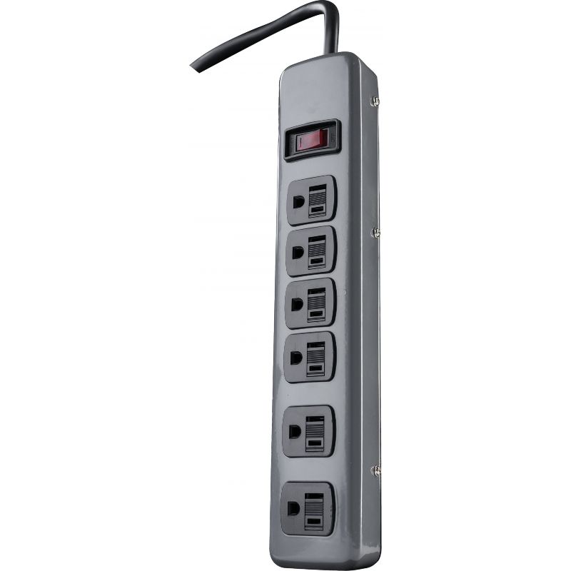 Woods 6-Outlet Power Strip Gray, 15A