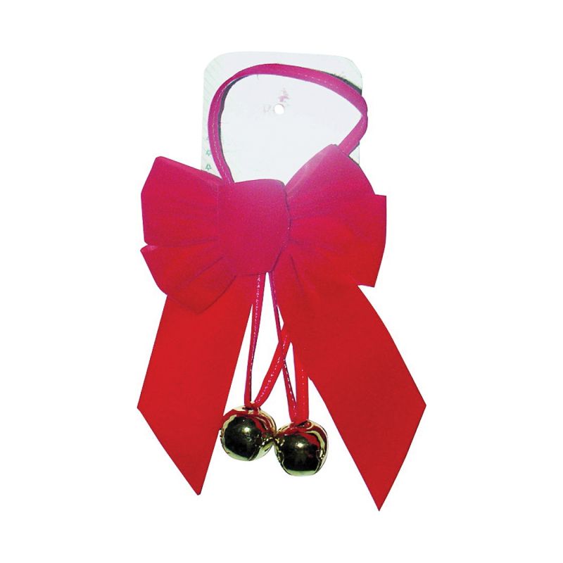 Holidaytrims 6803 Christmas Specialty Decoration, 1 in H, Sleigh Bell Bow, Velvet, Red Red