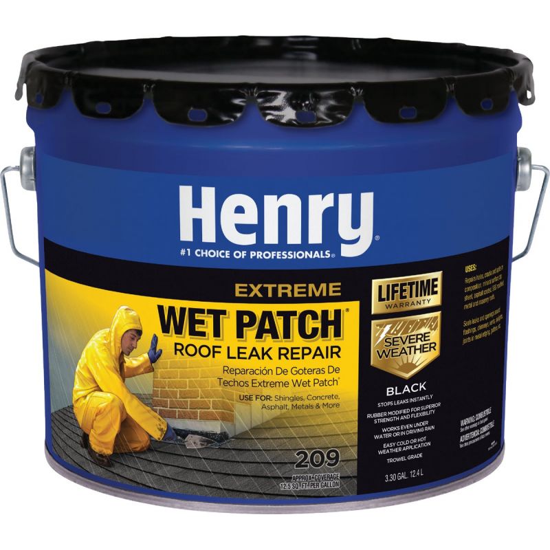 Henry Wet Patch Extreme Roofing Cement &amp; Patching Sealant 3.3 Gal., Black