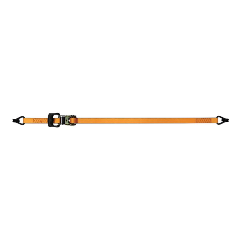 Ancra SL81 Tie-Down Strap, 1-1/4 in W, 15 ft L, Polyester, Orange, 700 lb Working Load, J-Hook End Orange
