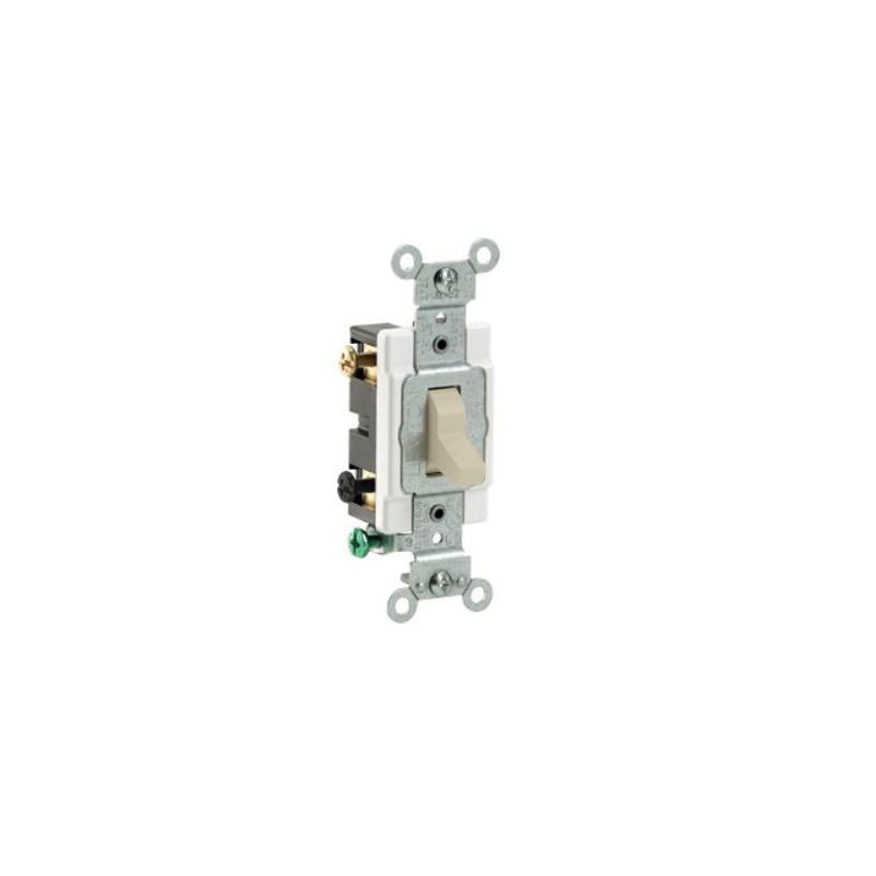 Leviton S03-CS220-2IS Toggle Switch, 20 A, 120/277 V, Lead Wire Terminal, Thermoplastic Housing Material, Ivory Ivory