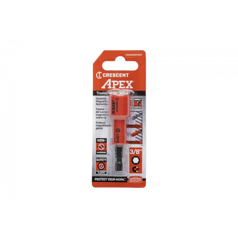 Crescent APEX u-GUARD CAUGN2DHX24 Covered Magnetic Nutsetter, 3/8 in Drive, 2.56 in L, Hex Shank
