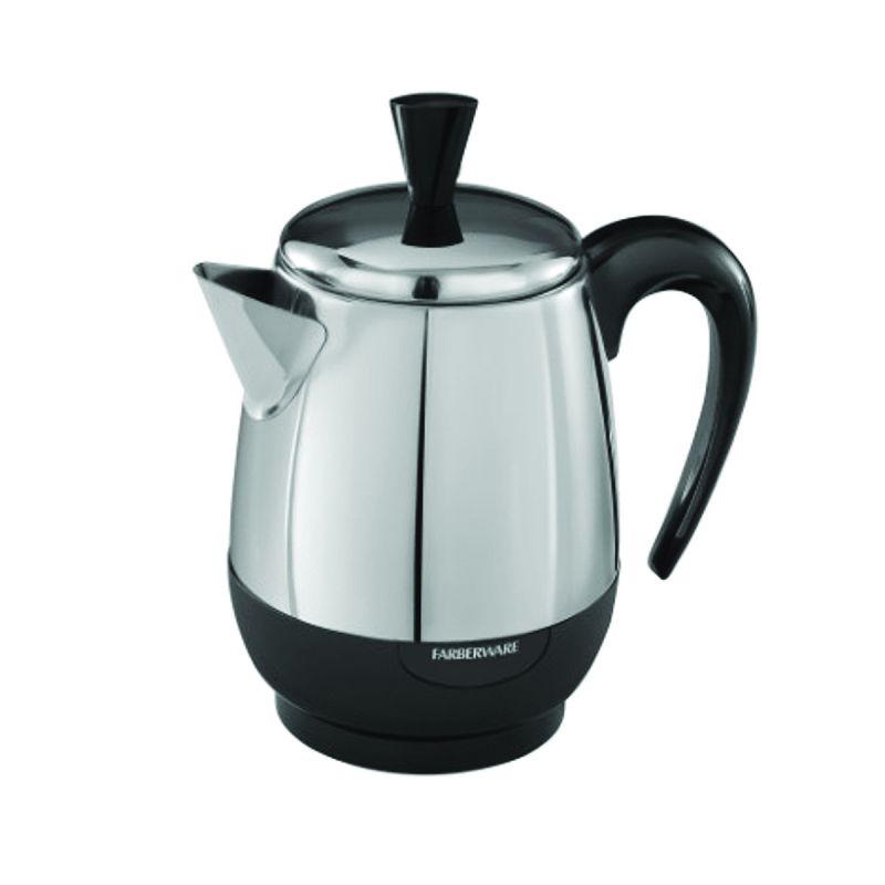 Farberware FCP240 Electric Percolator, 2 to 4 Cups, 1 W, Stainless Steel, Knob Control 2 To 4 Cups