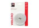VELCRO Brand 90087 Fastener, 3/4 in W, 5 ft L, Nylon, White, 5 lb, Rubber Adhesive White
