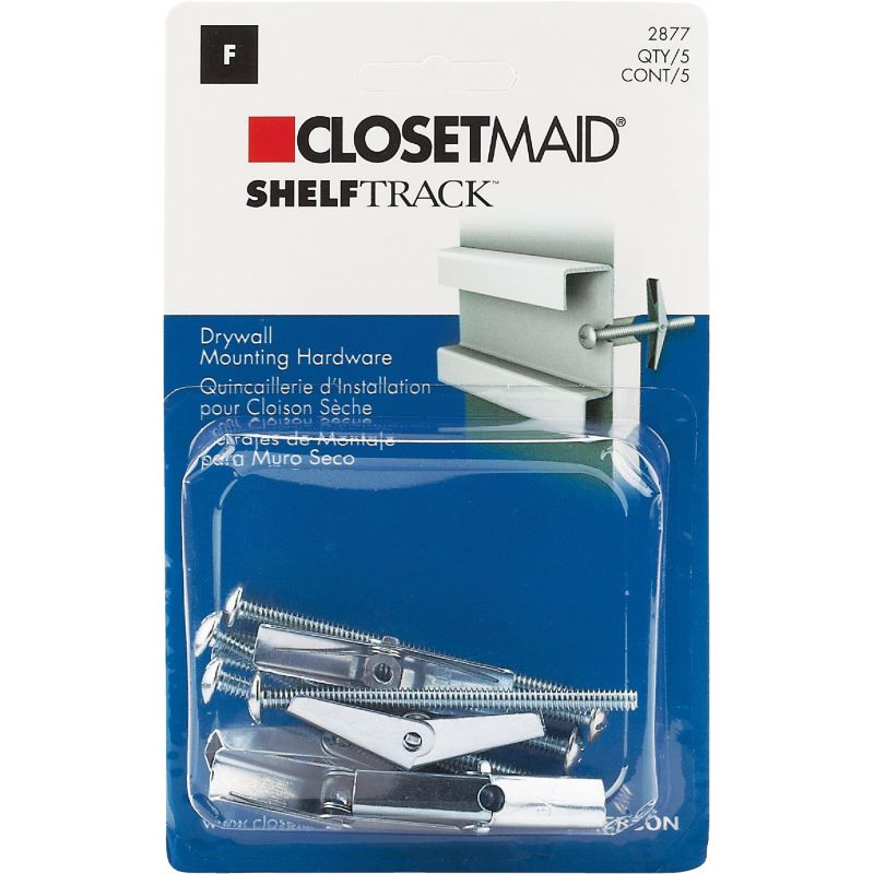 Closetmaid ShelfTrack 5-Piece Hang Track Mounting Hardware Silver
