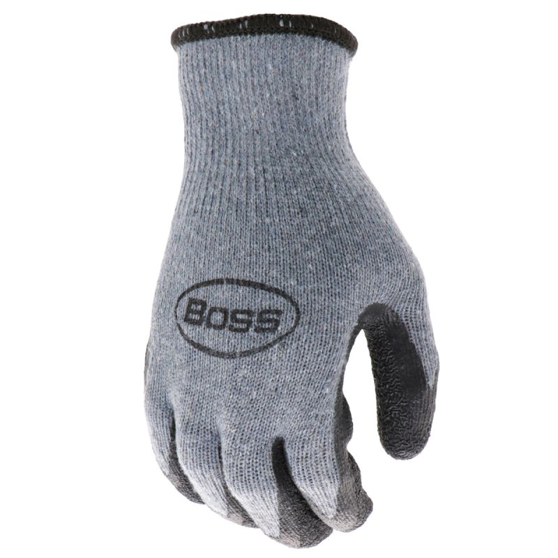 Boss Grip Series B32041-M Coated Gloves, M, Slip-On Cuff, Latex Coating, Polyester, Gray M, Gray