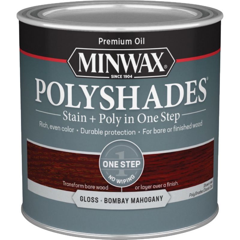 Minwax Polyshades Stain &amp; Finish Polyurethane In 1-Step Bombay Mahogany, 1/2 Pt.