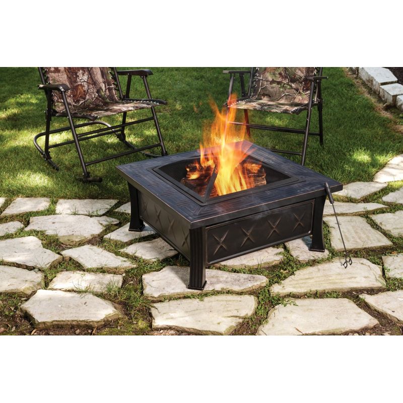 Outdoor Expressions 32 In. Square Fire Pit Antique Bronze