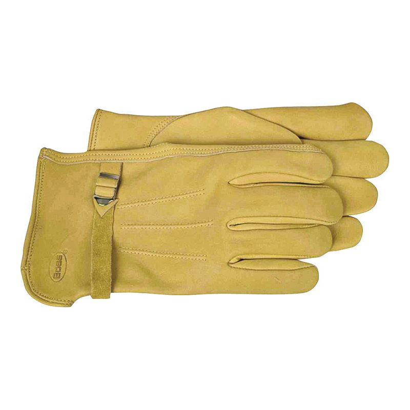 Boss 6023L Gloves, L, Keystone Thumb, Open Cuff, Cowhide Leather, Gold L, Gold