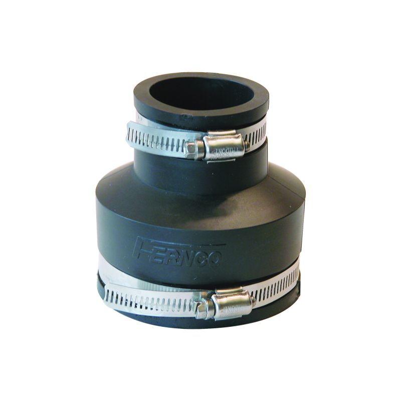 Fernco P1056-315 Coupling, 3 x 1-1/2 in, PVC, Black, 4.3 psi Pressure Black