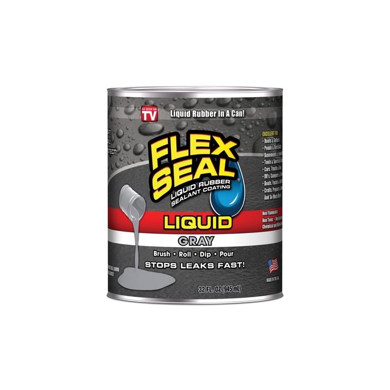 Flex Seal LFSGRYR32 Rubberized Coating, Gray, 32 oz, Can Gray