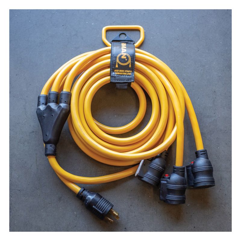 Firman Accessories Series 1105 Power Cord with Storage Strap, Male, Female, 10 ga Wire, 25 ft L, Copper Conductor, 125 V