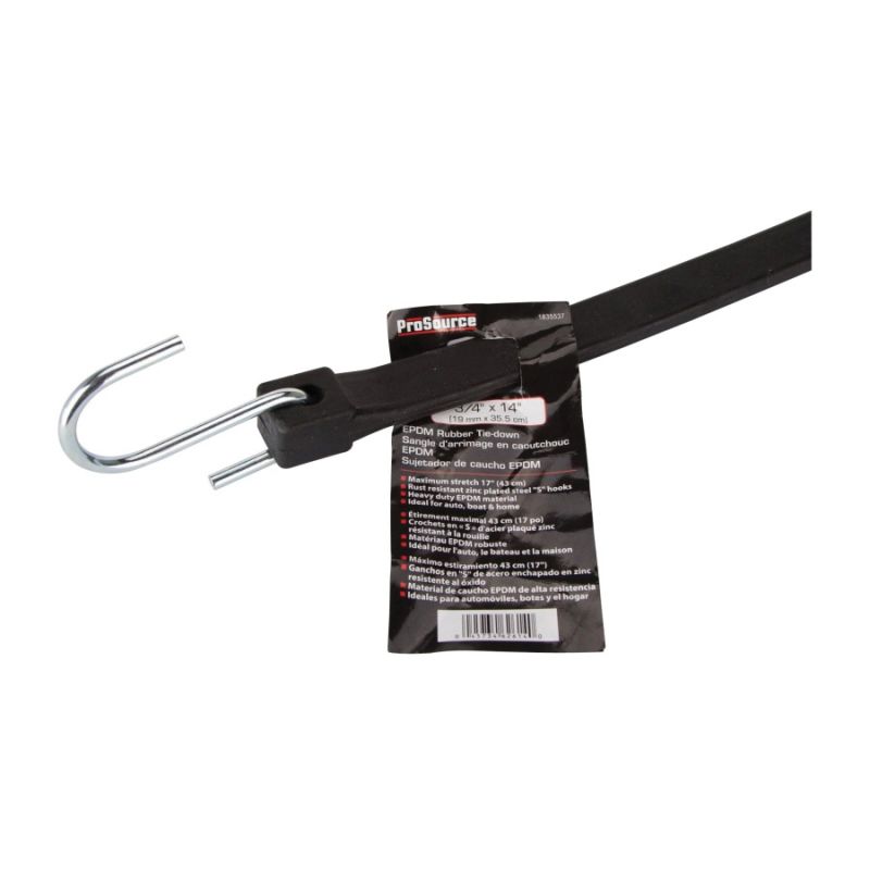 ProSource FH64087 Tie-Down, 3/4 in W, 14 in L, EPDM Rubber, S-Hook End Fitting, Steel End Fitting