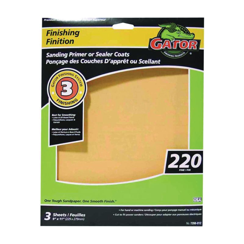 Buy Gator 7266-012 Sanding Sheet, 11 in L, 9 in W, 220 Grit, Aluminum Oxide  Abrasive