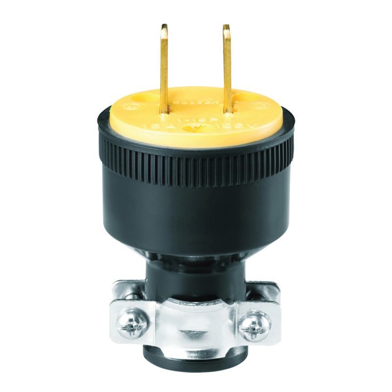 Eaton Wiring Devices BP1723 Electrical Plug, 2 -Pole, 15 A, 125 V, Slot, NEMA: NEMA 1-15, Black Black