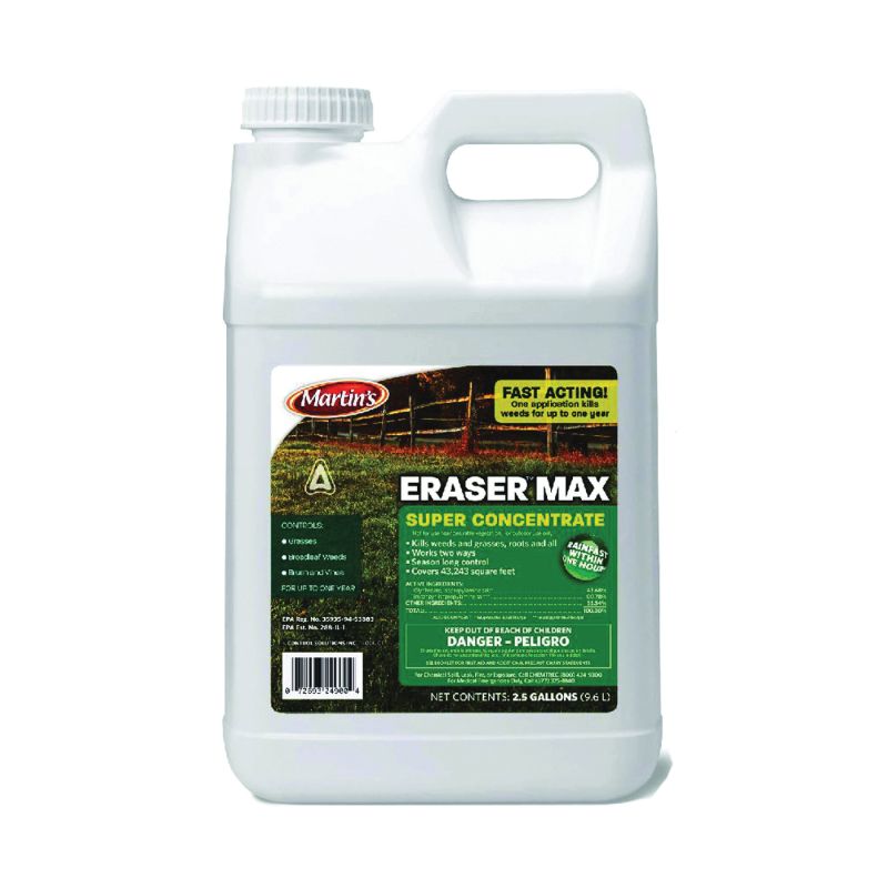 Martin&#039;s ERASER MAX 82002490 Weed Killer, Liquid, Clear Yellow, 2.5 gal Clear Yellow