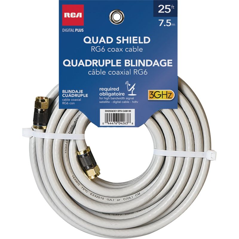 RCA Quad Shield Coaxial Cable Gray
