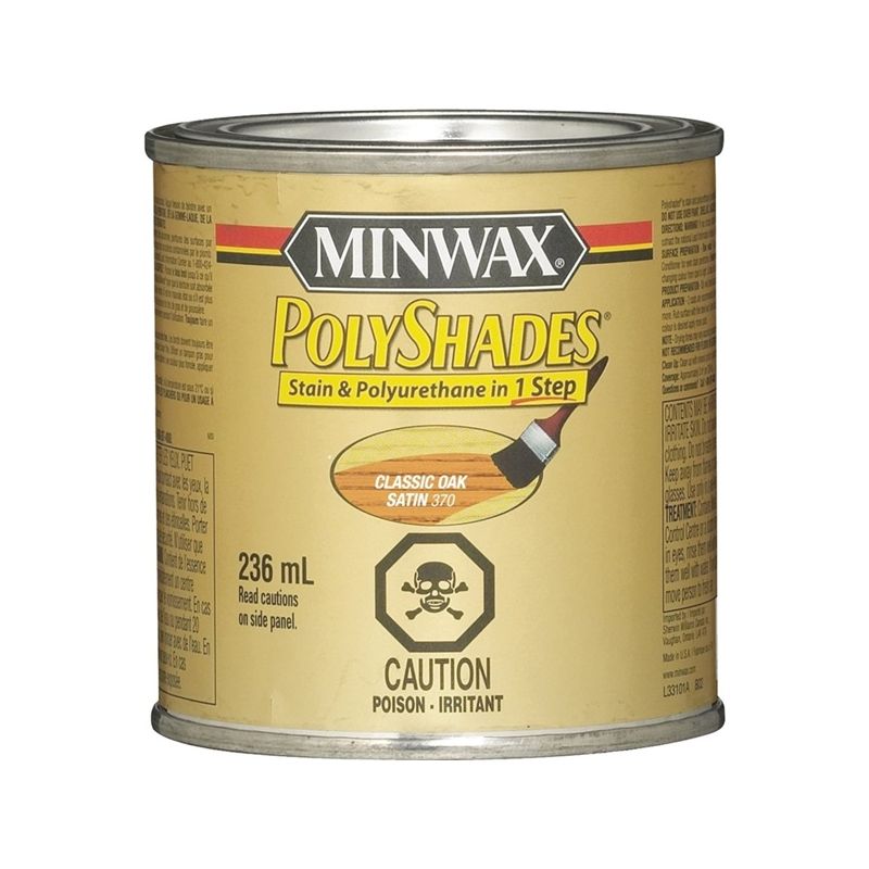 Minwax PolyShades 337014444 Polyurethane, Satin, Liquid, Classic Oak, 236 mL Classic Oak