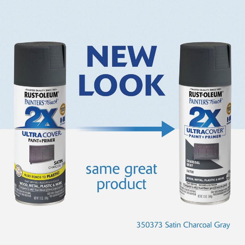 Rust-Oleum Painter&#039;s Touch 2X Ultra Cover Paint + Primer Spray Paint Charcoal Gray, 12 Oz.