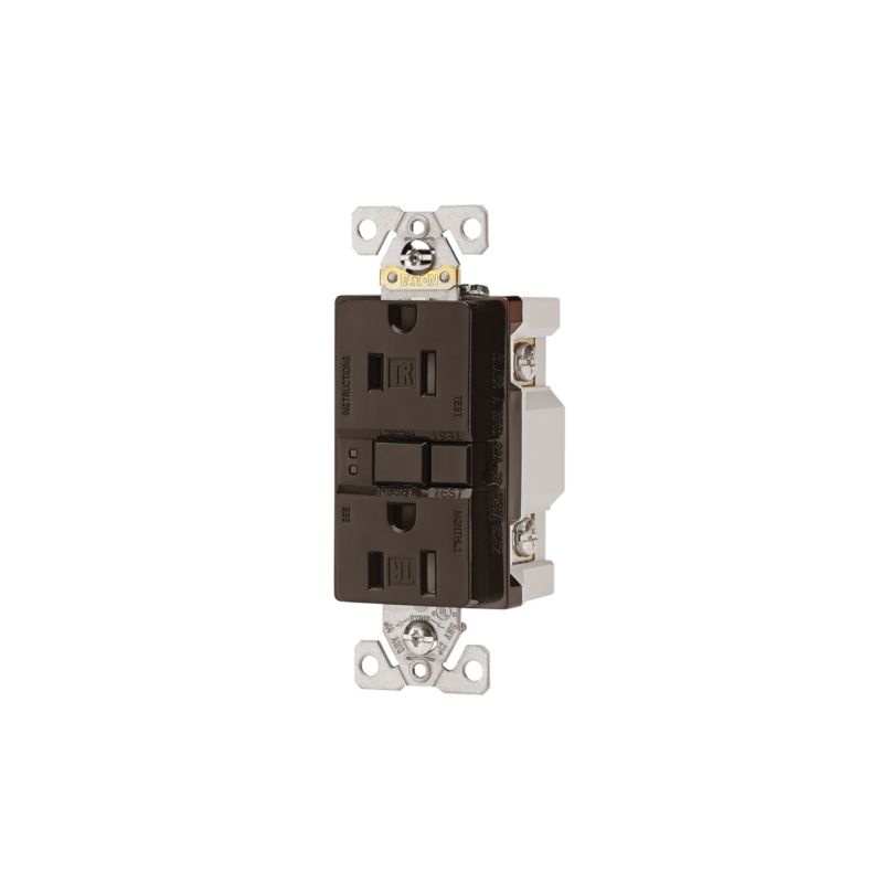 Eaton Wiring Devices TRSGF15RB-L GFCI Duplex Receptacle, 2 -Pole, 15 A, 125 V, Back, Side Wiring, NEMA: 5-15R Oil Rubbed Bronze