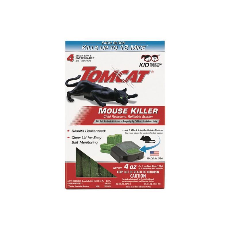 Tomcat 0371110 Mouse Killer Refillable Station, Solid, 4 oz Bag Green