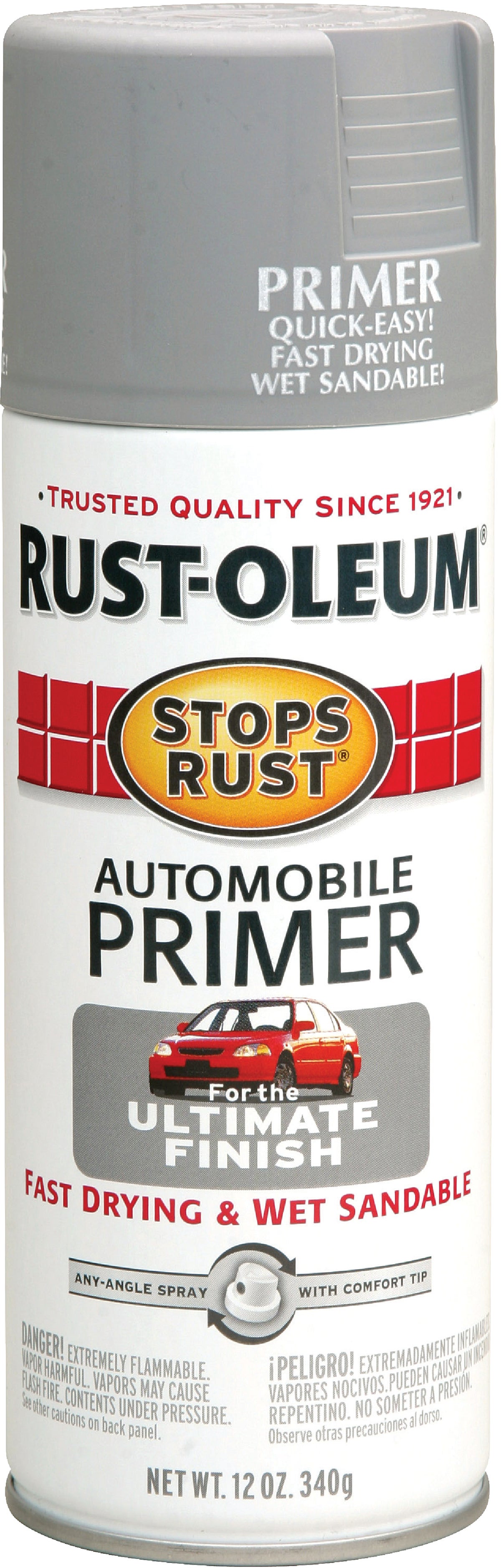 Light Gray, Rust-Oleum Stops Rust Automotive Flat Primer Spray, 15