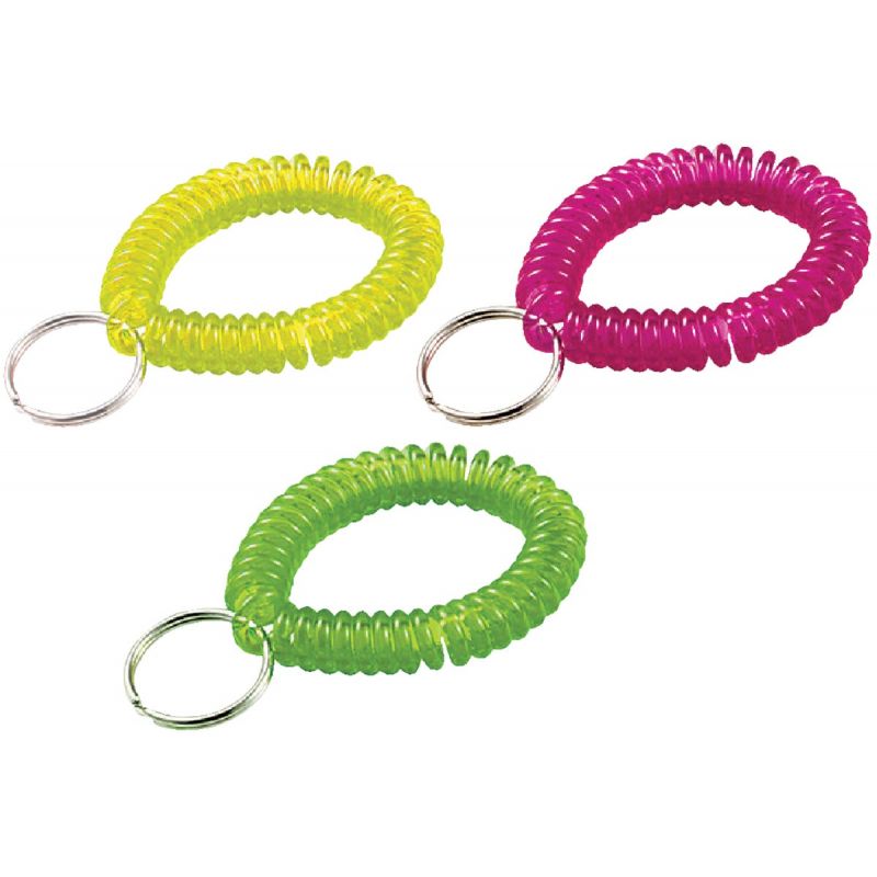 Lucky Line Wrist Coil Key Chain Assorted Neons: Yellow, Pink, Green