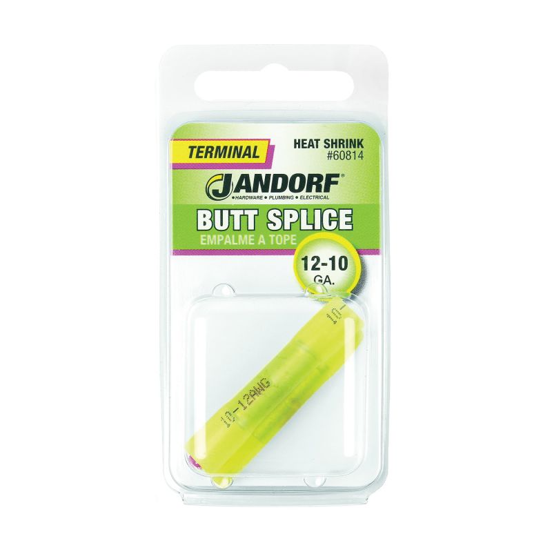 Jandorf 60814 Butt Splice Connector, 12 to 10 AWG Wire, Copper Contact, Yellow Yellow